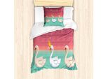 Abakuhaus Set Copripiumino Per Letto Singolo, Motivazione Uccelli Acquatici, Antiacaro, Adatto A Chi Soffre Di Allergie, Con Federa, 135 Cm X 200 Cm - 80 X 80 Cm, Pale Rubin Seafoam