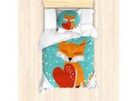 Abakuhaus Set Copripiumino Per Letto Singolo "Ti Amo"", Tema Romantico Fox Herz, Antiacaro, Adatto A Chi Soffre Di Allergie, Con Federa, 135 Cm X 200 Cm - 80 X 80 Cm, Bianco Multicolore"