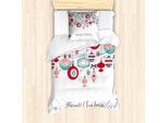 Abakuhaus Set Copripiumino Natalizio Per Letti Singoli, Elemento Stagionale Noel, Antiacaro, Adatto A Chi Soffre Di Allergie, Con Federa, 135 Cm X 200 Cm - 80 X 80 Cm, Multicolore