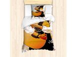 Abakuhaus Set Copripiumino Rock'n'Roll Per Letti Singoli, Con Chitarra, Antiacaro, Adatto A Chi Soffre Di Allergie, Con Federa, 135 Cm X 200 Cm - 80 X 80 Cm, Albicocca E Multicolore