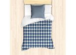 Abakuhaus Set Copripiumino Marocchino Per Letti Singoli, Patchwork Ispirato Ai Fiori, Antiacaro, Adatto A Chi Soffre Di Allergie, Con Federa, 135 Cm X 200 Cm - 80 X 80 Cm, Blu Cielo Scuro Avorio