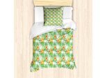 Abakuhaus Set Copripiumino Per Letto Singolo, Petali Di Fiori Equatoriali, Antiacaro, Adatto A Chi Soffre Di Allergie, Con Federa, 135 Cm X 200 Cm - 80 X 80 Cm, Verde Trifoglio Giallo
