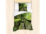 Abakuhaus Set Copripiumino Per Letti Singoli, Foresta Pluviale A Inthanon, Antiacaro, Adatto A Chi Soffre Di Allergie, Con Federa, 135 Cm X 200 Cm - 80 X 80 Cm, Verde Marrone