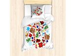 Abakuhaus Set Copripiumino Natalizio Per Letti Singoli, Noel Joy Tradizionale, Antiacaro, Adatto A Chi Soffre Di Allergie, Con Federa, 135 Cm X 200 Cm - 80 X 80 Cm, Multicolore