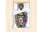Set Copripiumino Hipster Abakuhaus Per Letti Singoli, Lion Bow Creative-Spritzer, Antiacaro, Adatto A Chi Soffre Di Allergie, Con Federa, 135 Cm X 200 Cm - 80 X 80 Cm, Multicolore