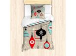 Abakuhaus Set Copripiumino Natalizio Per Letti Singoli, Slogan Retrò Noel, Antiacaro, Adatto A Chi Soffre Di Allergie, Con Federa, 135 Cm X 200 Cm - 80 X 80 Cm, Multicolore