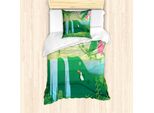 Abakuhaus Set Copripiumino Per Letto Singolo, Foresta Tropicale Cartoon, Antiacaro, Adatto A Chi Soffre Di Allergie, Con Federa, 135 Cm X 200 Cm - 80 X 80 Cm, Multicolore