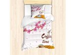 Abakuhaus Set Copripiumino Per Letto Singolo, Cherry Blossom And Cup, Antiacaro, Adatto A Chi Soffre Di Allergie, Con Federa, 135 Cm X 200 Cm - 80 X 80 Cm, Multicolore