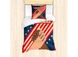 Abakuhaus Set Copripiumino Per Letto Singolo, Hands Holding, Antiacaro, Adatto A Chi Soffre Di Allergie, Con Federa, 135 Cm X 200 Cm - 80 X 80 Cm, Rosa Multicolore
