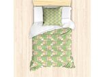 Abakuhaus Set Copripiumino Giallo Per Letti Singoli, Piccoli Pulcini, Antiacaro, Adatto A Chi Soffre Di Allergie, Con Federa, 135 Cm X 200 Cm - 80 X 80 Cm, Verde Champagne