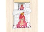 Abakuhaus Set Copripiumino Astratto Per Letto Singolo, Capelli Colorati E Fruttati, Antiacaro, Adatto A Chi Soffre Di Allergie, Con Federa, 135 Cm X 200 Cm - 80 X 80 Cm, Pesca Multicolore