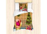 Abakuhaus Set Copripiumino Natalizio Per Letti Singoli, Noel Raum Cartoon, Antiacaro, Adatto A Chi Soffre Di Allergie, Con Federa, 135 Cm X 200 Cm - 80 X 80 Cm, Multicolore