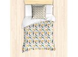Abakuhaus Set Copripiumino Per Letto Singolo Con Motivo Coccodrillo, Disegnato A Mano, Antiacaro, Adatto A Chi Soffre Di Allergie, Con Federa, 135 Cm X 200 Cm - 80 X 80 Cm, Pale Eggshell Multicolor