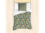 Abakuhaus Set Copripiumino Artistico Per Letti Singoli, Design A Quadrati, Antiacaro, Adatto A Chi Soffre Di Allergie, Con Federa, 135 Cm X 200 Cm - 80 X 80 Cm, Multicolore