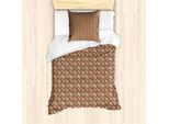 Abakuhaus Set Copripiumino Brown Paisley, Motivo Orientale Continuo Ispirato Alle Foglie D'autunno, 135 X 200 Cm + 80 X 80 Cm, Champagne Chiaro Cannella