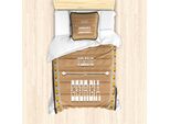 Abakuhaus Georgia Set Copripiumino Per Letti Singoli, Scritta Vintage Su Sigh, Antiacaro, Adatto A Chi Soffre Di Allergie, Con Federa, 135 Cm X 200 Cm - 80 X 80 Cm, Camel Marigold