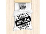 Set Copripiumino Abakuhaus Geeky Per Letti Singoli, 100% Outsider, Antiacaro, Adatto A Chi Soffre Di Allergie, Con Federa, 135 Cm X 200 Cm - 80 X 80 Cm, Grigio Antracite E Bianco