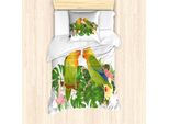Abakuhaus Set Copripiumino Giallo Per Letti Singoli, Parrot Botanical Ast, Antiacaro, Adatto A Chi Soffre Di Allergie, Con Federa, 135 Cm X 200 Cm - 80 X 80 Cm, Multicolore