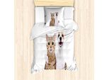 Abakuhaus Set Copripiumino Per Letti Singoli, Real Life Friendly Animals, Antiacaro, Adatto A Chi Soffre Di Allergie, Con Federa, 135 Cm X 200 Cm - 80 X 80 Cm, Warm Taupe White