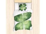 Abakuhaus Set Copripiumino A Trifoglio Per Letti Singoli, Acquerello Shamrock Leaf Art, Antiacaro, Adatto A Chi Soffre Di Allergie, Con Federa, 135 Cm X 200 Cm - 80 X 80 Cm, Verde Reseda