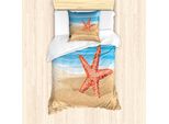Abakuhaus Cancun Set Copripiumino Per Letti Singoli, Stelle Marine Sulla Spiaggia, Antiacaro, Adatto A Chi Soffre Di Allergie, Con Federa, 135 Cm X 200 Cm - 80 X 80 Cm, Multicolore