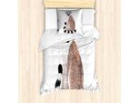 Abakuhaus Set Copripiumino Lemur Per Letti Singoli, Acquerello Wild Animal Art, Antiacaro, Adatto A Chi Soffre Di Allergie, Con Federa, 135 Cm X 200 Cm - 80 X 80 Cm, Pale Redwood Multicolor