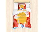 Set Copripiumino Da Letto Singolo Abakuhaus, Disegno Estivo Ragazzo Coppia, Antiacaro, Adatto A Chi Soffre Di Allergie, Con Federa, 135 Cm X 200 Cm - 80 X 80 Cm, Multicolore