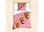 Abakuhaus Set Copripiumino In Colore Naturale Per Letti Singoli, Avocado Freschi Tagliati A Metà, Antiacaro, Adatto A Chi Soffre Di Allergie, Con Federa, 135 Cm X 200 Cm - 80 X 80 Cm, Rosa Multicolore
