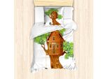 Abakuhaus Set Copripiumino Per Letto Singolo, Casetta Sull'albero, Antiacaro, Adatto A Chi Soffre Di Allergie, Con Federa, 135 Cm X 200 Cm - 80 X 80 Cm, Pale Caramel LindgrüN