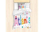 Abakuhaus Georgia Set Copripiumino Per Letti Singoli, Calligrafia Smile Multicolore, Antiacaro Adatto A Chi Soffre Di Allergie Con Federa, 135 Cm X 200 Cm - 80 X 80 Cm, Multicolore