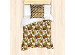 Abakuhaus Set Copripiumino Giallo Per Letti Singoli, Galline Nei Cestini, Antiacaro, Adatto A Chi Soffre Di Allergie, Con Federa, 135 Cm X 200 Cm - 80 X 80 Cm, Multicolore