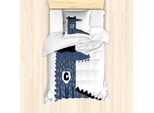 Abakuhaus Set Copripiumino Per Letto Singolo, Lettera Geometrica C, Antiacaro, Adatto A Chi Soffre Di Allergie, Con Federa, 135 Cm X 200 Cm - 80 X 80 Cm, Blu Scuro Grigio Scuro