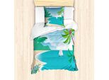 Abakuhaus Set Copripiumino Grafico Per Letti Singoli, Cartoon Tropic , Antiacaro, Adatto A Chi Soffre Di Allergie, Con Federa, 135 Cm X 200 Cm - 80 X 80 Cm, Multicolore