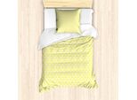 Abakuhaus Set Copripiumino Geometrico Per Letti Singoli, Quadrati Gialli E Motivi, Antiacaro, Adatto A Chi Soffre Di Allergie, Con Federa, 135 Cm X 200 Cm - 80 X 80 Cm, Giallo E Bianco