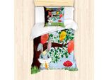 Abakuhaus Set Copripiumino Per Letto Singolo Con Motivo Floreale E Insetti, Coniglietti E Palloncini, Antiacaro E Anallergico, Con Federa, 135 Cm X 200 Cm - 80 X 80 Cm, Multicolore