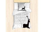 Abakuhaus Set Copripiumino Per Letti Singoli Wild, Gracious Wild Animal, Antiacaro, Adatto A Chi Soffre Di Allergie, Con Federa, 135 Cm X 200 Cm - 80 X 80 Cm, Grigio Antracite E Tortora Chiaro