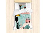 Abakuhaus Set Copripiumino Grafico Per Letti Singoli, Van E Toucan, Antiacaro, Adatto A Chi Soffre Di Allergie, Con Federa, 135 Cm X 200 Cm - 80 X 80 Cm, Multicolore