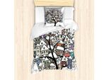 Abakuhaus Set Copripiumino Per Letto Singolo, Case Sugli Alberi, Antiacaro, Adatto A Chi Soffre Di Allergie, Con Federa, 135 Cm X 200 Cm - 80 X 80 Cm, Multicolore