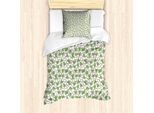 Abakuhaus Set Copripiumino Esotico Per Letti Singoli, Cocco Tropicale E Foglie, Antiacaro, Adatto A Chi Soffre Di Allergie, Con Federa, 135 Cm X 200 Cm - 80 X 80 Cm, Verde Felce Zenzero