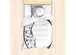Abakuhaus Set Copripiumino Magic Moon Per Letti Singoli, Moderno Crescent, Antiacaro, Adatto A Chi Soffre Di Allergie, Con Federa, 135 Cm X 200 Cm - 80 X 80 Cm, Grigio Antracite Bianco