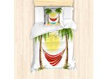 Abakuhaus Set Copripiumino Con Motivo Grafico Per Letti Singoli, Amaca Tra Le Palme, Antiacaro, Adatto A Chi Soffre Di Allergie, Con Federa, 135 Cm X 200 Cm - 80 X 80 Cm, Multicolore