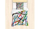 Abakuhaus Set Copripiumino Artistico Astratto Per Letti Singoli, Modern Curios, Antiacaro, Adatto A Chi Soffre Di Allergie, Con Federa, 135 Cm X 200 Cm - 80 X 80 Cm, Multicolore