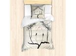 Set Copripiumino Abakuhaus Per Letti Singoli, Love Birds Ast, Antiacaro, Adatto A Chi Soffre Di Allergie, Con Federa, 135 Cm X 200 Cm - 80 X 80 Cm, Grigio, Grigio, Giallo