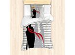 Abakuhaus Set Copripiumino Astratto Per Letto Singolo, Strisce Moderne, Antiacaro, Adatto A Chi Soffre Di Allergie, Con Federa, 135 Cm X 200 Cm - 80 X 80 Cm, Avorio Multicolore