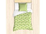 Abakuhaus Set Copripiumino Vintage Rosa Per Letti Singoli, Fiori Gialli Freschi, Antiacaro, Adatto A Chi Soffre Di Allergie, Con Federa, 135 Cm X 200 Cm - 80 X 80 Cm, Verde Chiaro Champagne