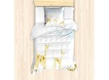 Abakuhaus Set Copripiumino Airedale Per Letti Singoli, Simplistic Cheery Dogs, Antiacaro, Adatto A Chi Soffre Di Allergie, Con Federa, 135 Cm X 200 Cm - 80 X 80 Cm, Azzurro E Giallo Scuro