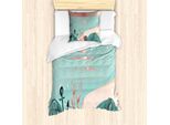 Abakuhaus Set Copripiumino Con Motivo Grafico Per Letti Singoli, Motivo Acquatico, Antiacaro, Adatto A Chi Soffre Di Allergie, Con Federa, 135 Cm X 200 Cm - 80 X 80 Cm, Coral Seafoam