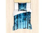 Abakuhaus Set Copripiumino Per Letti Singoli Wild Animal Elk Forest, Antiacaro E Anallergico, Con Federa, 135 Cm X 200 Cm - 80 X 80 Cm, Blu Mare E Blu Cielo Scuro