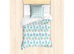 Abakuhaus Set Copripiumino Per Letto Singolo, Botanic Blossoms Estate, Antiacaro, Adatto A Chi Soffre Di Allergie, Con Federa, 135 Cm X 200 Cm - 80 X 80 Cm, Viola Turchese