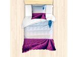 Abakuhaus Set Copripiumino Per Letto Singolo, Campo Di Lavanda, Antiacaro, Adatto A Chi Soffre Di Allergie, Con Federa, 135 Cm X 200 Cm - 80 X 80 Cm, Magenta E Azzurro Cielo